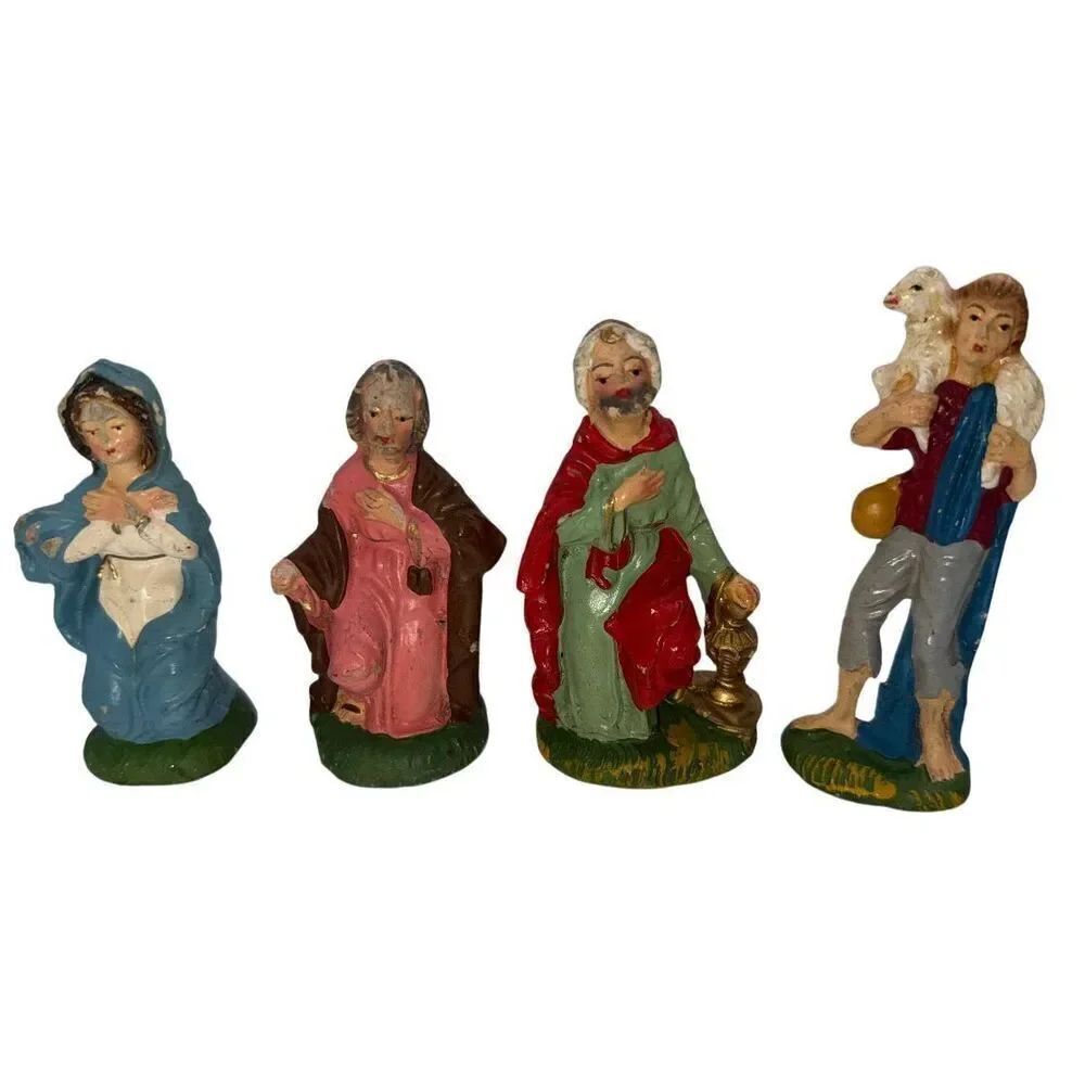 Nativity Vintage Mary Joseph Shepherd King Melchior Italy